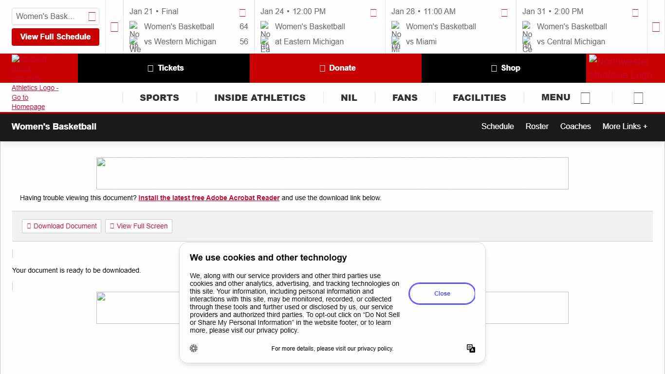 WBB Game Notes - at Eastern Michigan 1-24-26 (PDF) - NIU Athletics